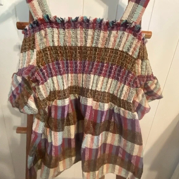 Dra Los Angeles Multicolor Plaid Off-Shoulder Blouse - Picture 5 of 5